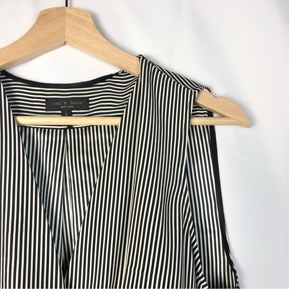 Rag & Bone Victor Black & White Stripe Sleeveless Silk Chiffon Blouse S - Picture 6 of 6